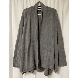 Pure Jill Gray Knit Open Front Shawl Collar Cardigan Sweater Wool Blend Size XL